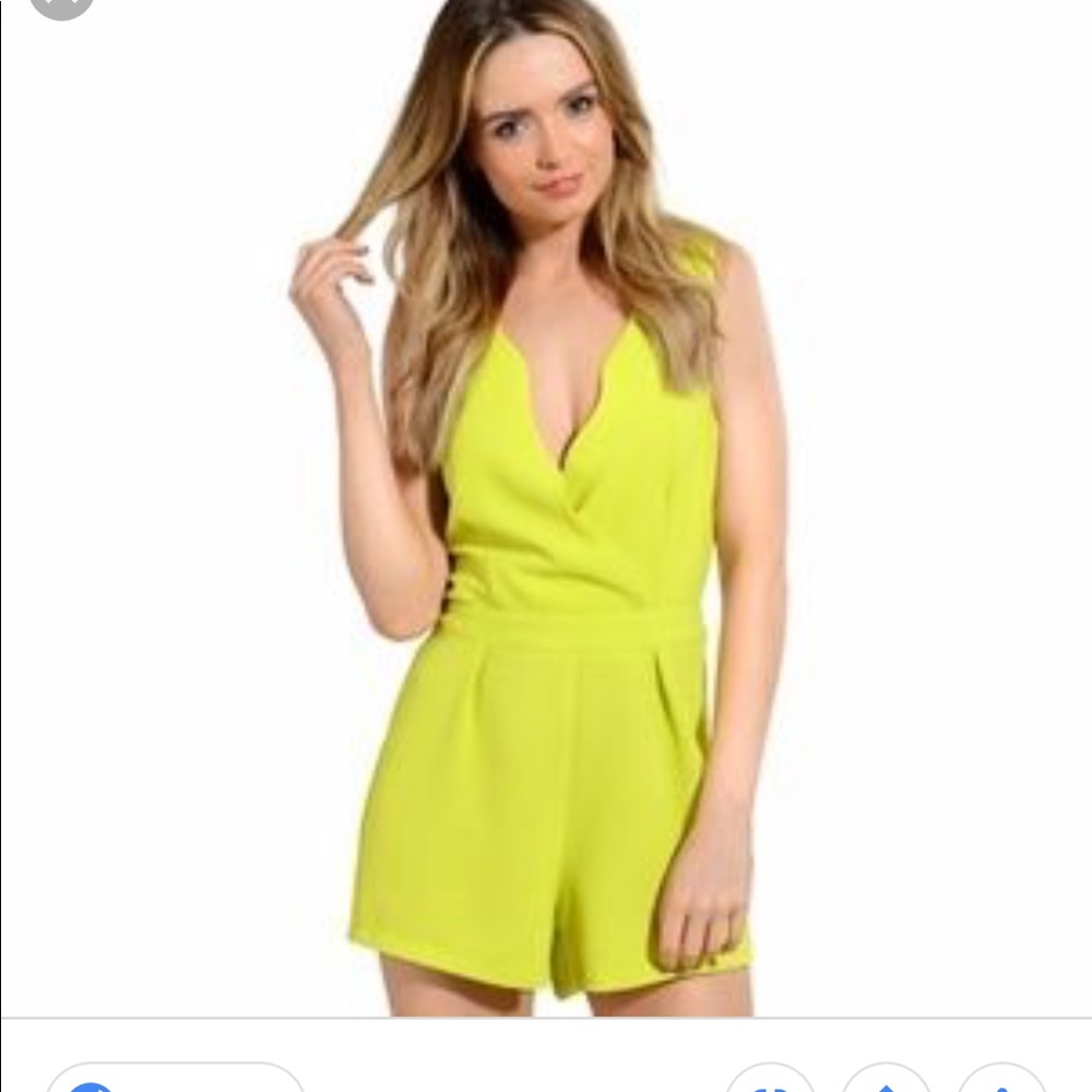 Fashion union neon yellow shorts romper